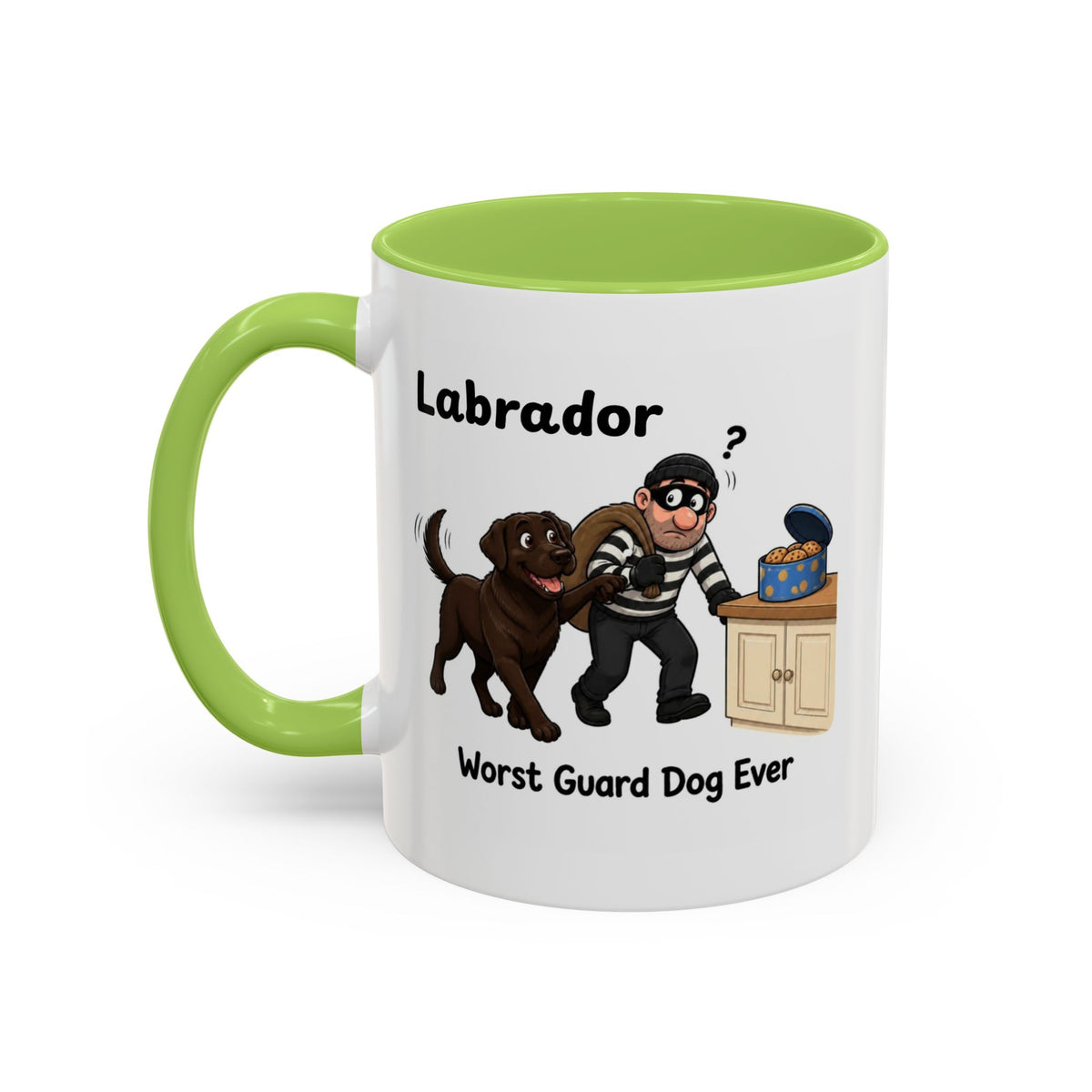 Personalised Chocolate Labrador Mug - Worst Guard Dog Ever - Custom Dog Name, Funny Lab Gift, 11oz