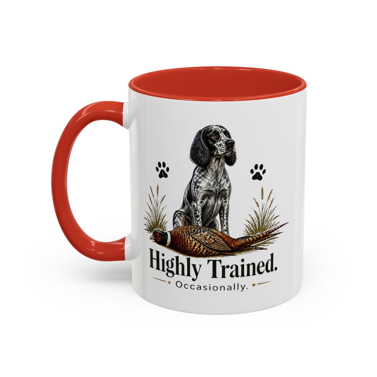 Funny Blue Roan Cocker Spaniel Mug - Highly Trained Occasionally, Gundog Owner Gift, Shooting Dog Lover Coffee Mug, 11oz