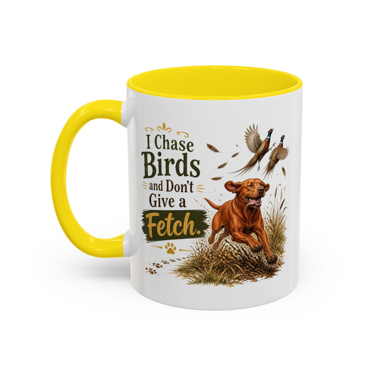 Funny Fox Red Labrador Mug - I Chase Birds and Don't Give a Fetch, Working Gun Dog Gift, Pheasant Shooting Mug, 11oz