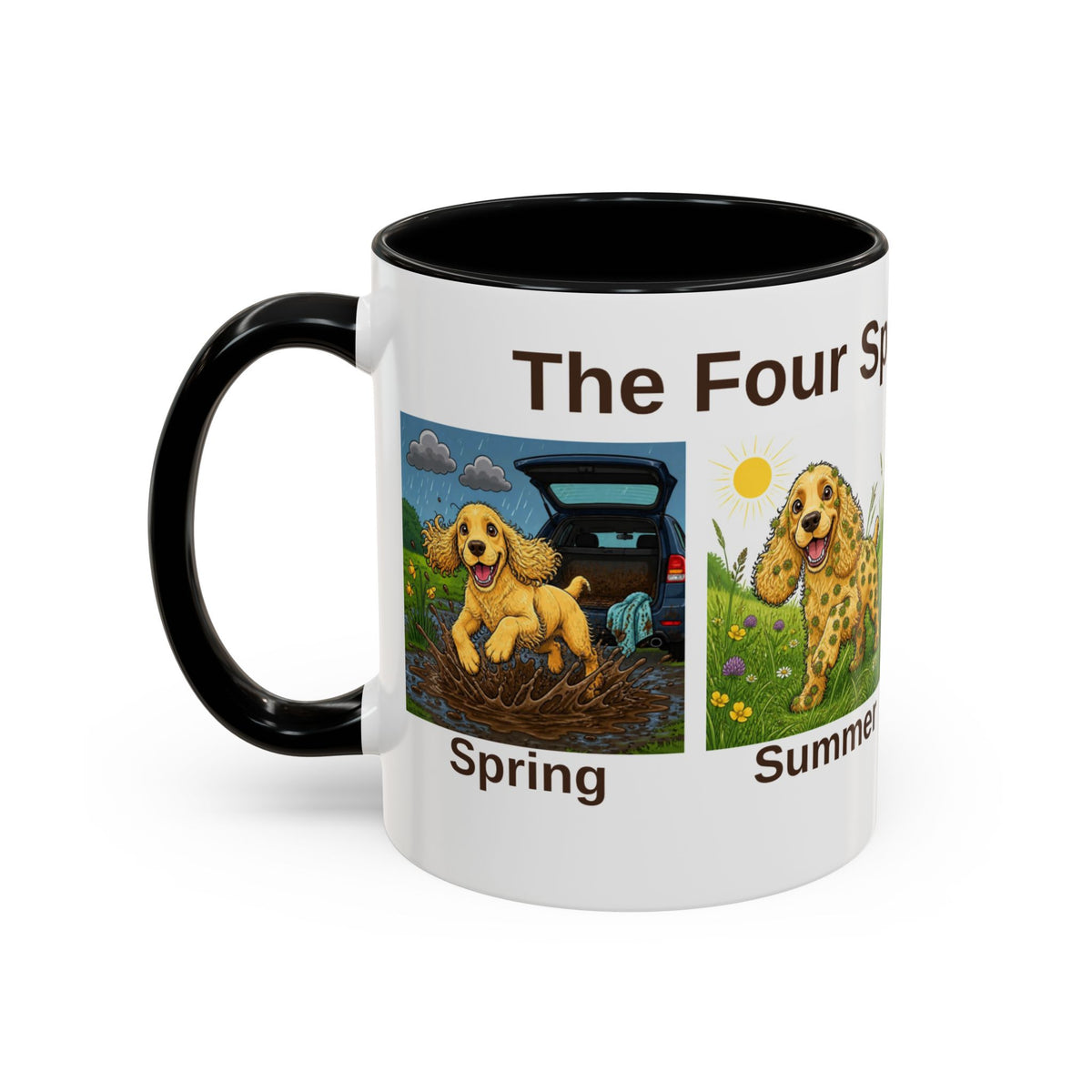 Four Spaniel Seasons Mug - Cocker Spaniel - Yellow (Golden)