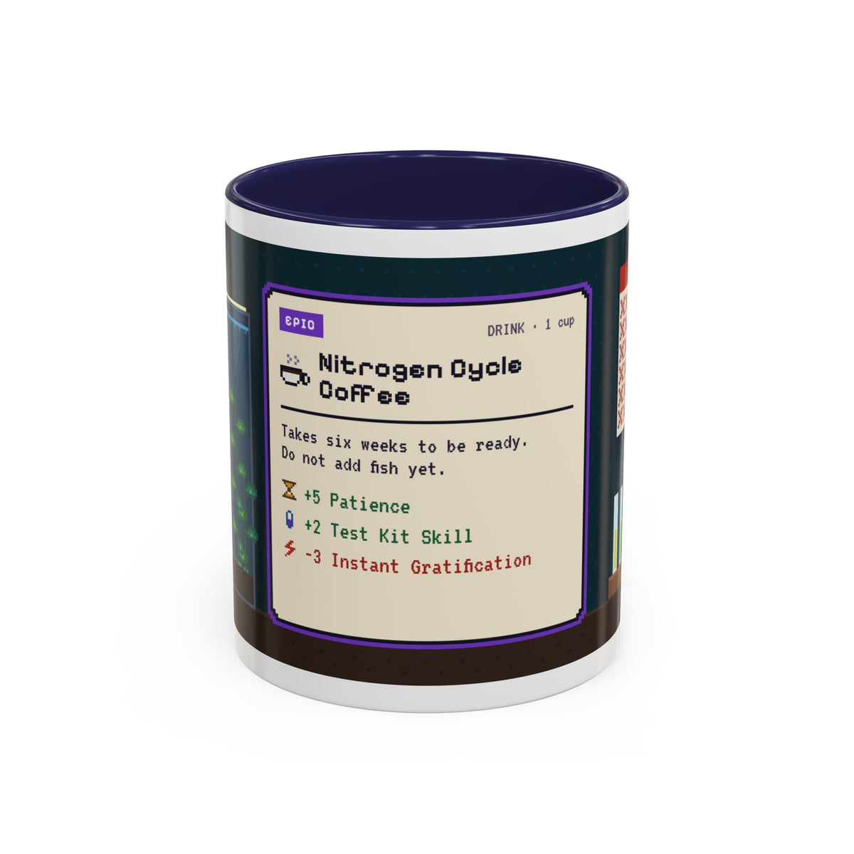 Nitrogen Cycle Coffee pixel art aquarium mug, 11oz ceramic – view 2