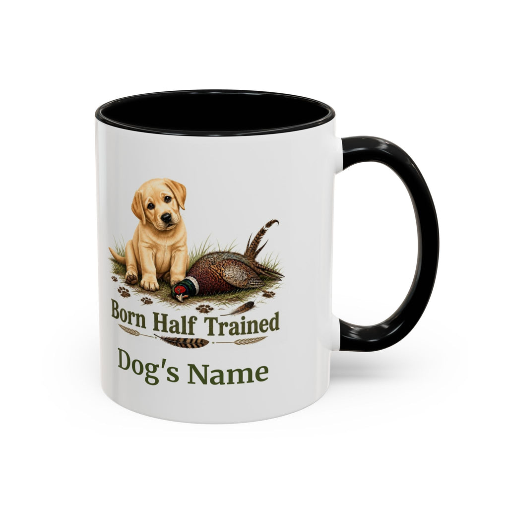 Personalised Yellow Labrador Puppy Mug - Born Half Trained - Custom Dog Name, Pheasant Gun Dog Gift, 11oz