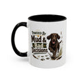 Funny Chocolate Cocker Spaniel Mug - Powered By Mud & Bad Decisions, Muddy Dog Owner Gift, Gundog Lover Coffee Mug, 11oz