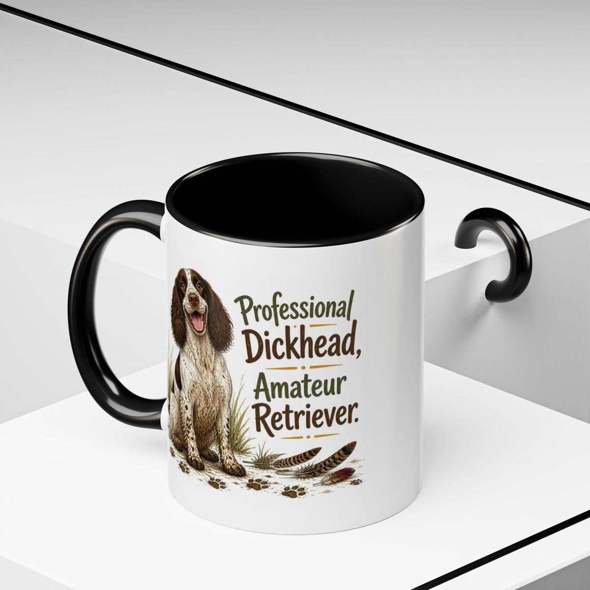 Funny Liver and White Springer Spaniel Mug - Professional Dickhead, Amateur Retriever, Working Gun Dog Gift, Pheasant Shooting Mug, 11oz
