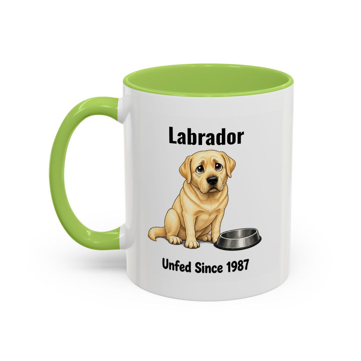 Personalised Yellow Labrador Mug - Unfed Since 1987 - Custom Dog Name, Funny Greedy Lab Gift, 11oz
