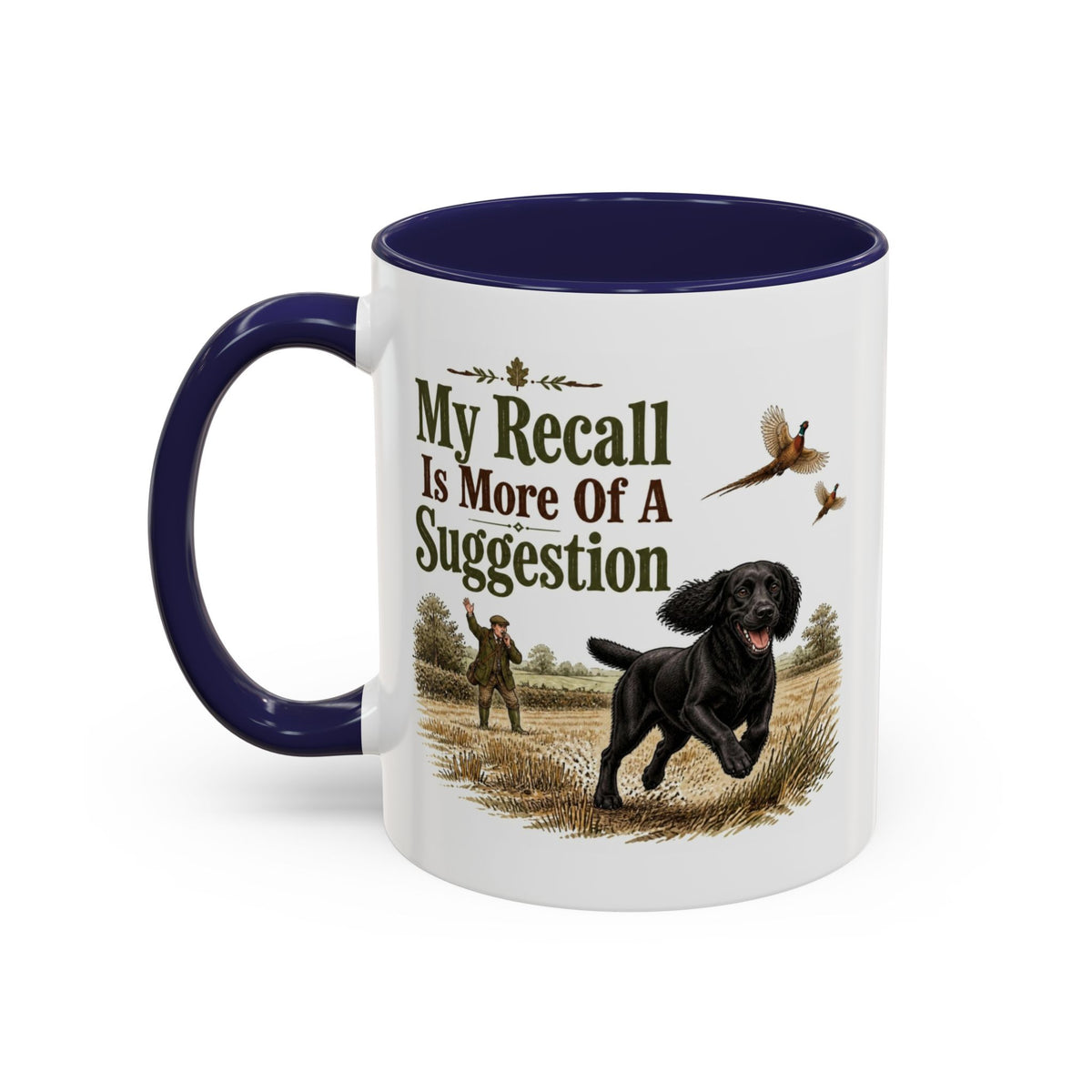 Funny Black Cocker Spaniel Mug - My Recall Is More Of A Suggestion, Working Gun Dog Gift, Pheasant Shooting Mug, 11oz