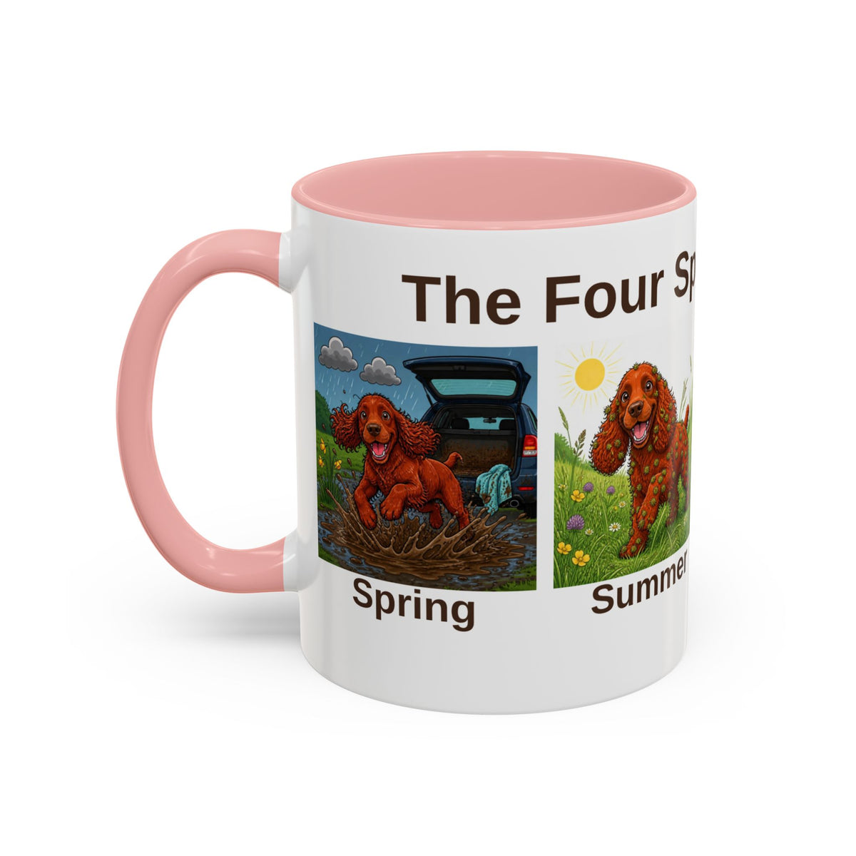 Four Spaniel Seasons Mug - Cocker Spaniel - Red