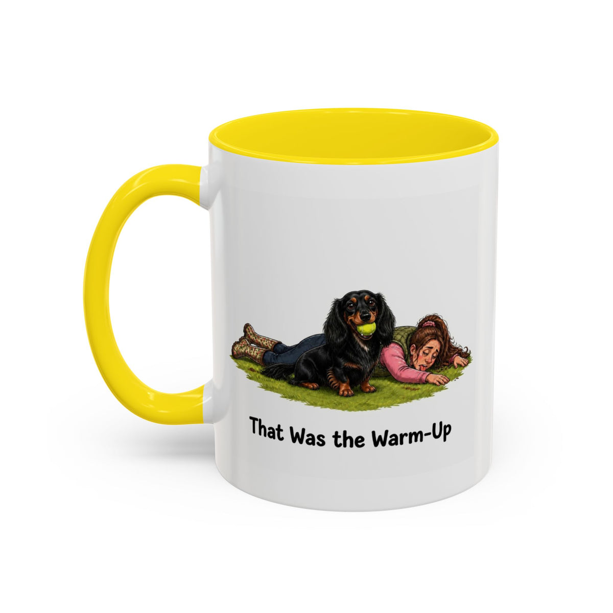 Warm-Up Mug - Mini Long Haired Dachshund - Black & Tan - Woman