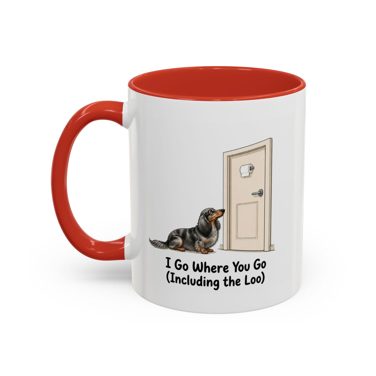 I Go Where You Go Mug - Mini Long Haired Dachshund - Dapple