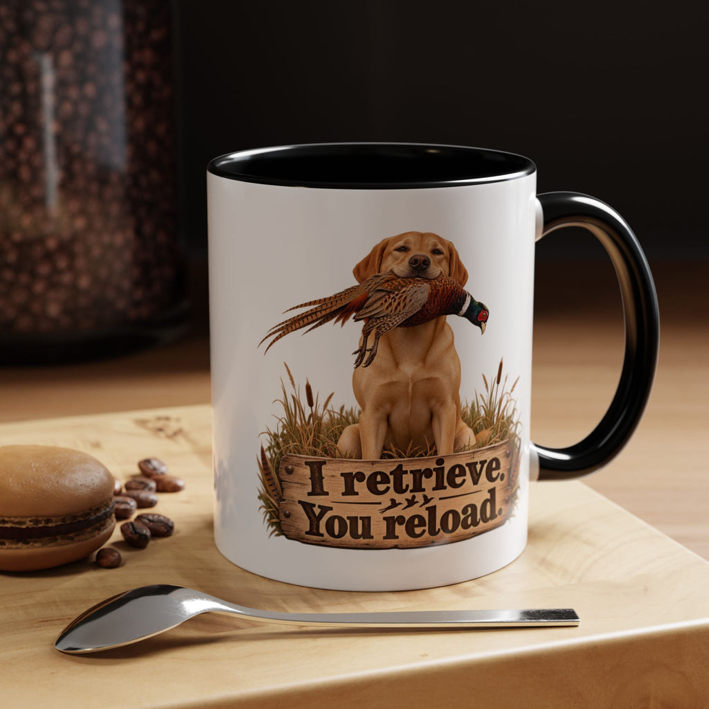 Funny Yellow Labrador Mug - I Retrieve You Reload, Gundog Owner Gift, Shooting Dog Lover Coffee Mug, 11oz