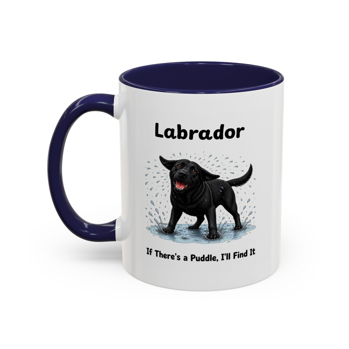 Personalised Black Labrador Mug - If There's a Puddle, I'll Find It - Custom Dog Name, Funny Wet Dog Gift, 11oz