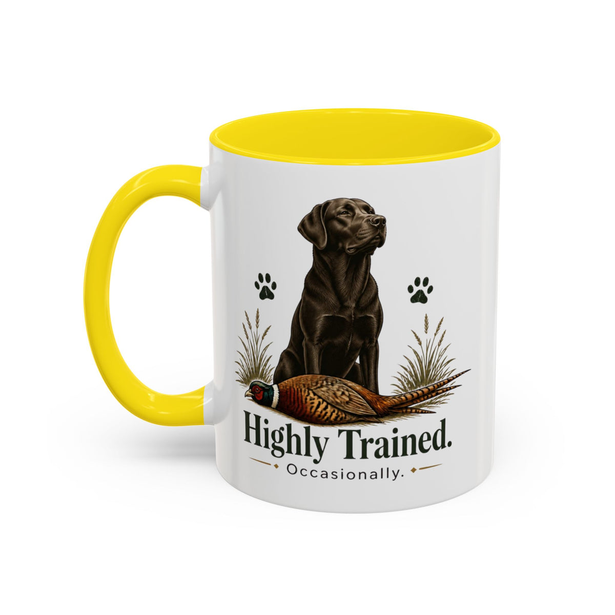 Funny Chocolate Labrador Mug - Highly Trained Occasionally, Gundog Owner Gift, Shooting Dog Lover Coffee Mug, 11oz