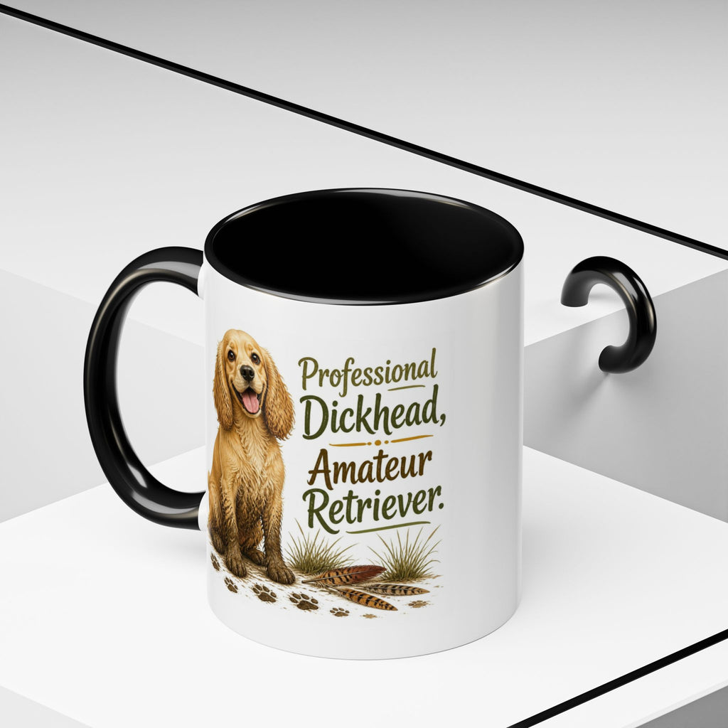 Funny Golden Cocker Spaniel Mug - Professional Dickhead, Amateur Retriever, Working Gun Dog Gift, Pheasant Shooting Mug, 11oz