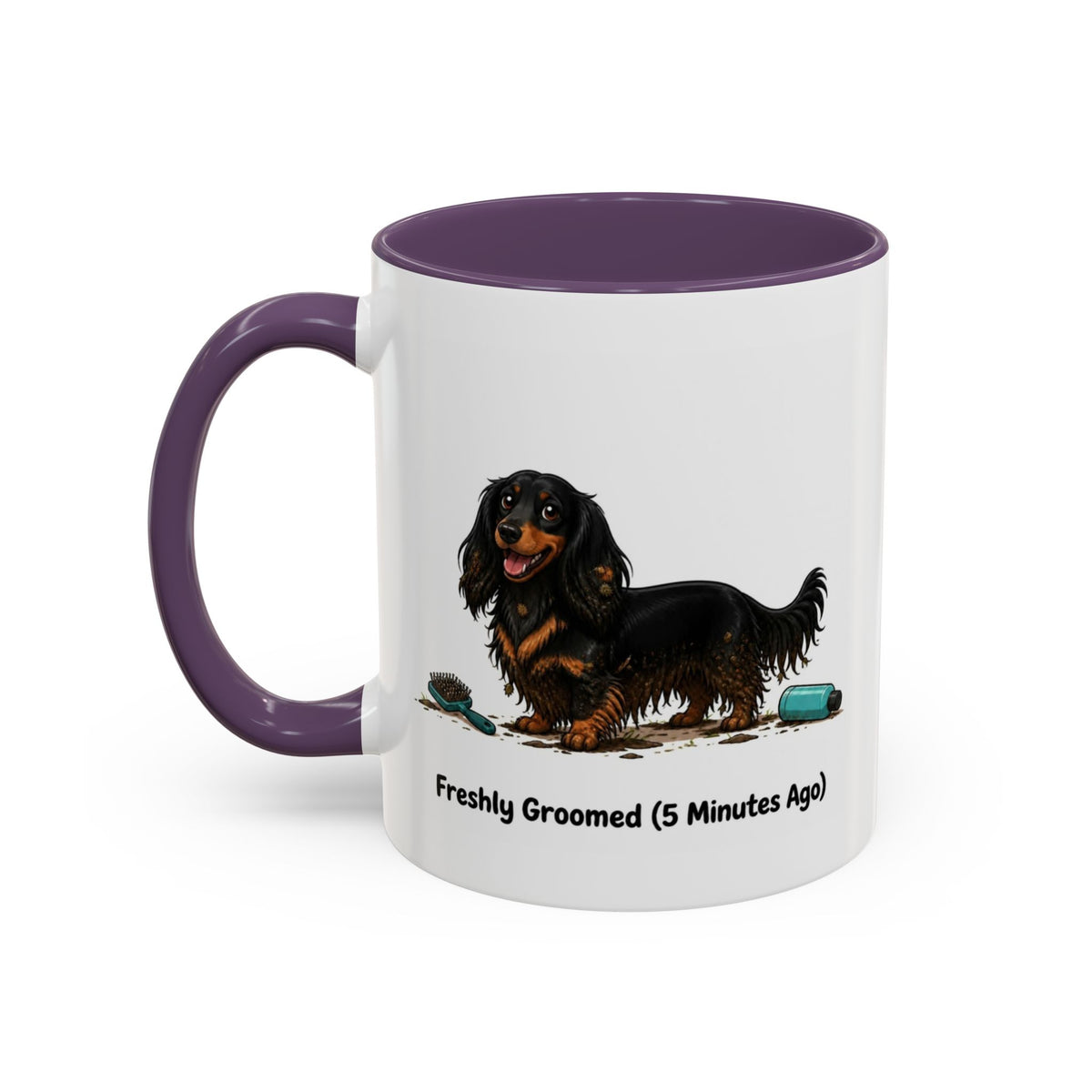 Freshly Groomed Mug - Mini Long Haired Dachshund - Black & Tan