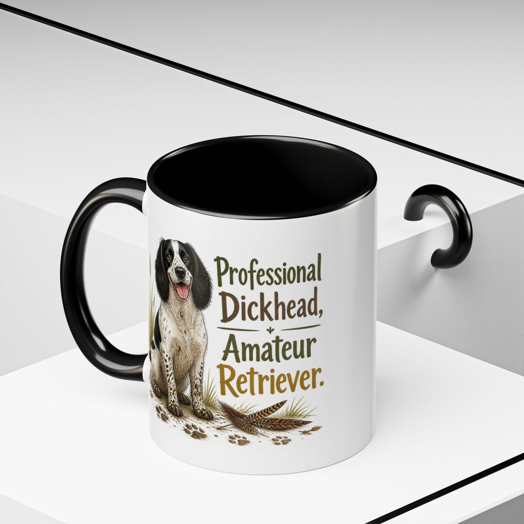 Funny Black and White Springer Spaniel Mug - Professional Dickhead, Amateur Retriever, Working Gun Dog Gift, Pheasant Shooting Mug, 11oz