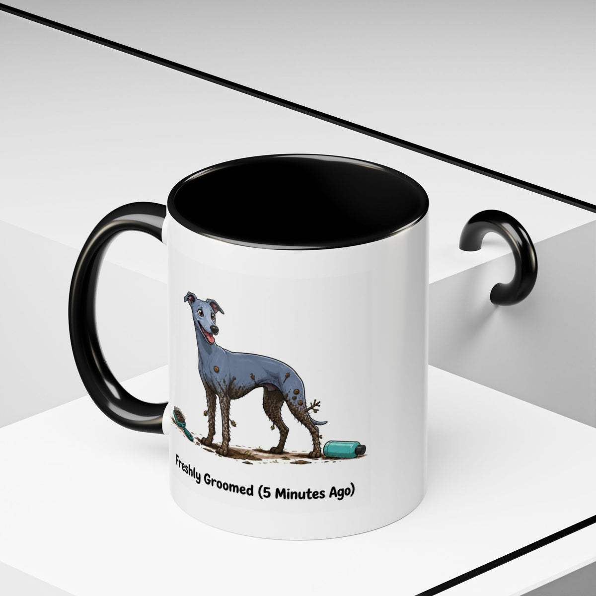 Freshly Groomed Mug - Whippet - Blue