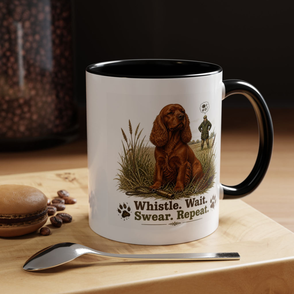 Funny Red Cocker Spaniel Mug - Whistle. Wait. Swear. Repeat. Working Gun Dog Gift, Dog Training Mug, 11oz