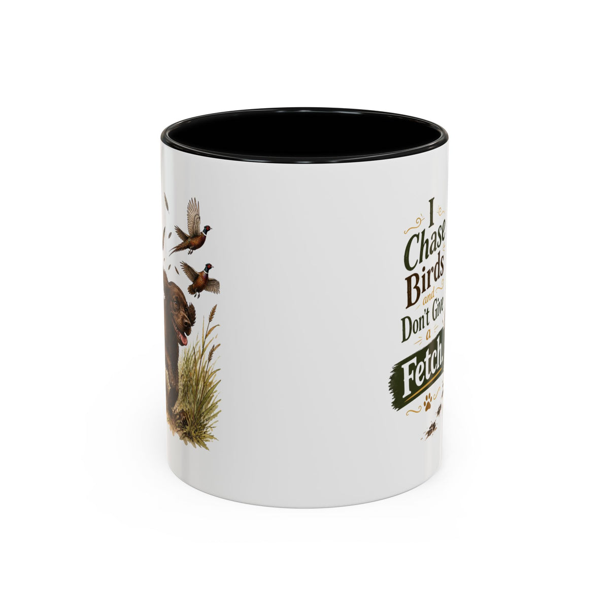 Funny Chocolate Cocker Spaniel Mug - I Chase Birds and Don't Give a Fetch, Working Gun Dog Gift, Pheasant Shooting Mug, 11oz