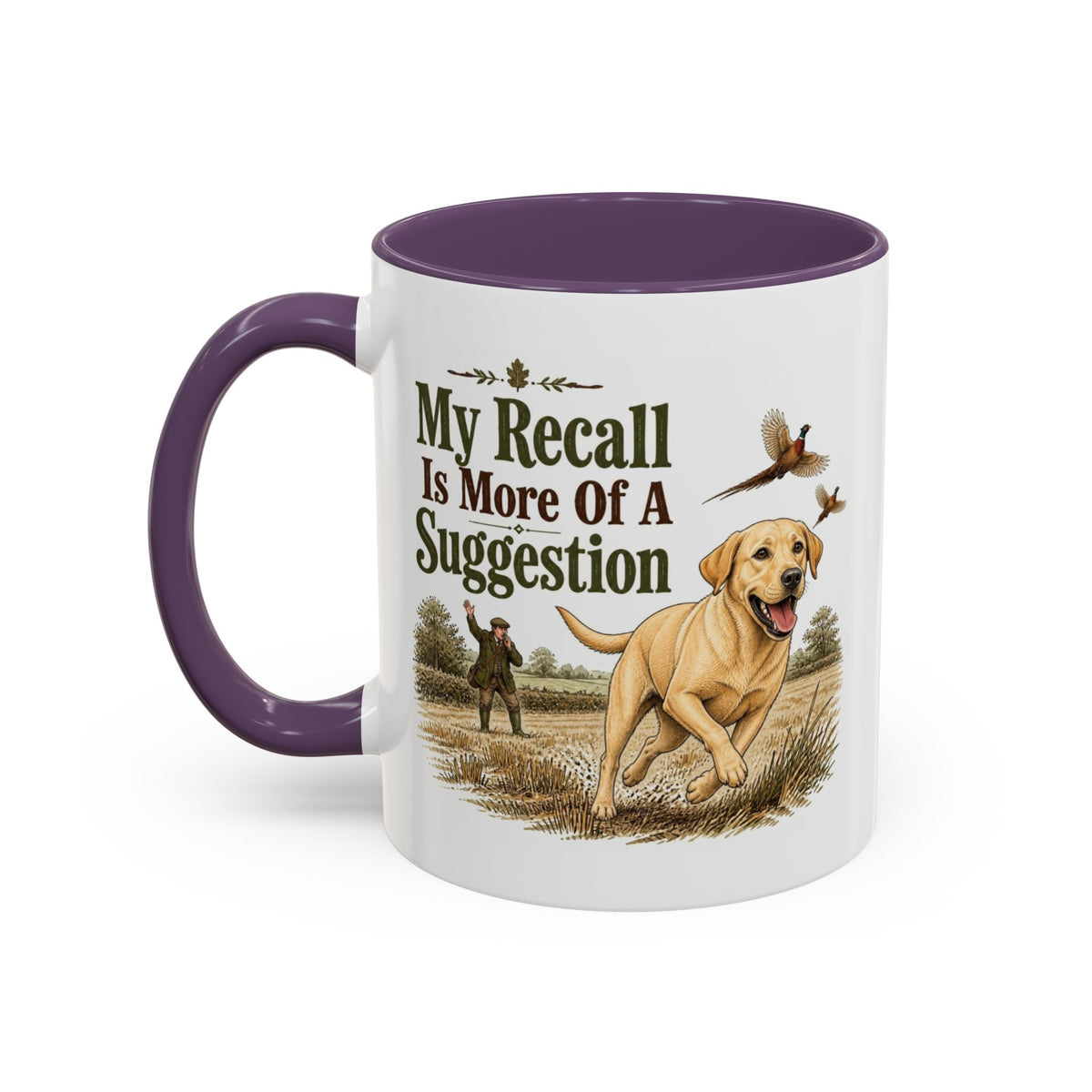 Funny Yellow Labrador Mug - My Recall Is More Of A Suggestion, Working Gun Dog Gift, Pheasant Shooting Mug, 11oz