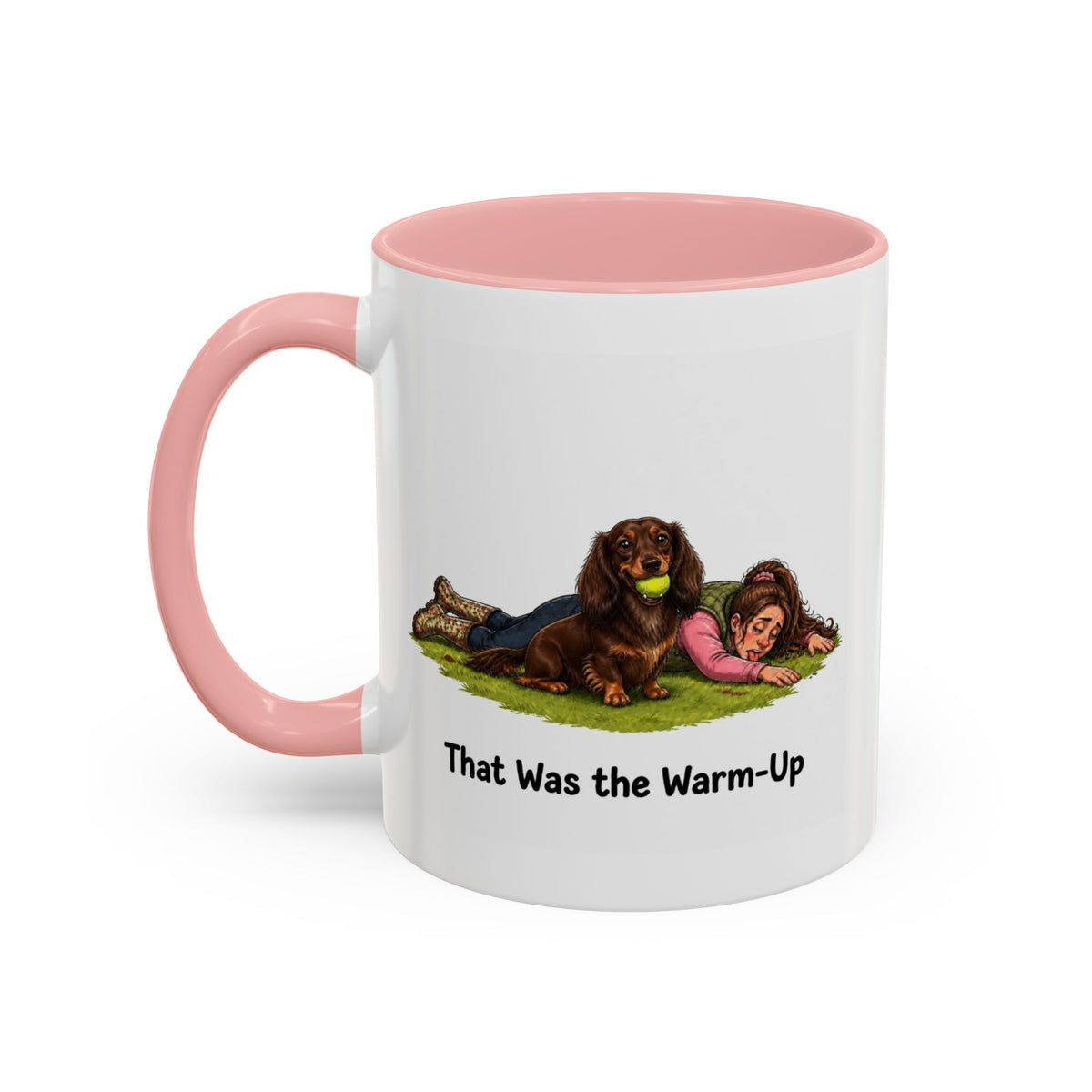 Warm-Up Mug - Mini Long Haired Dachshund - Chocolate & Tan - Woman