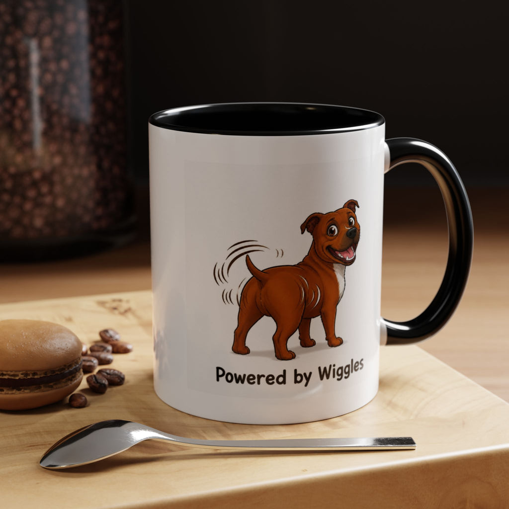 Powered by Wiggles Mug - Staffordshire Bull Terrier - Red