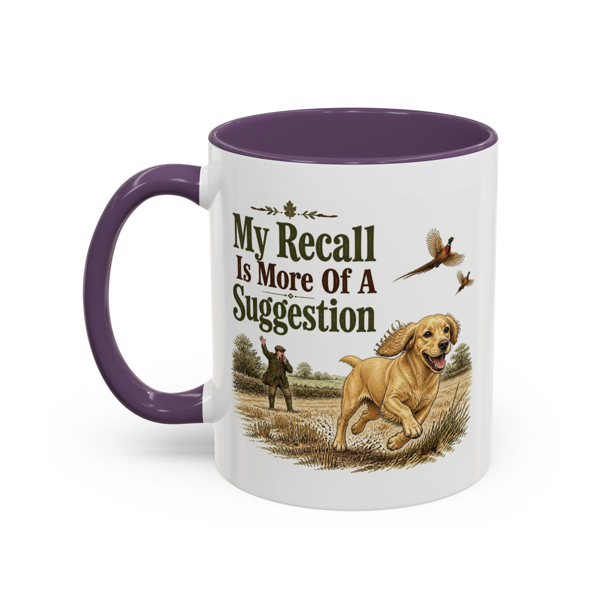 Funny Golden Cocker Spaniel Mug - My Recall Is More Of A Suggestion, Working Gun Dog Gift, Pheasant Shooting Mug, 11oz