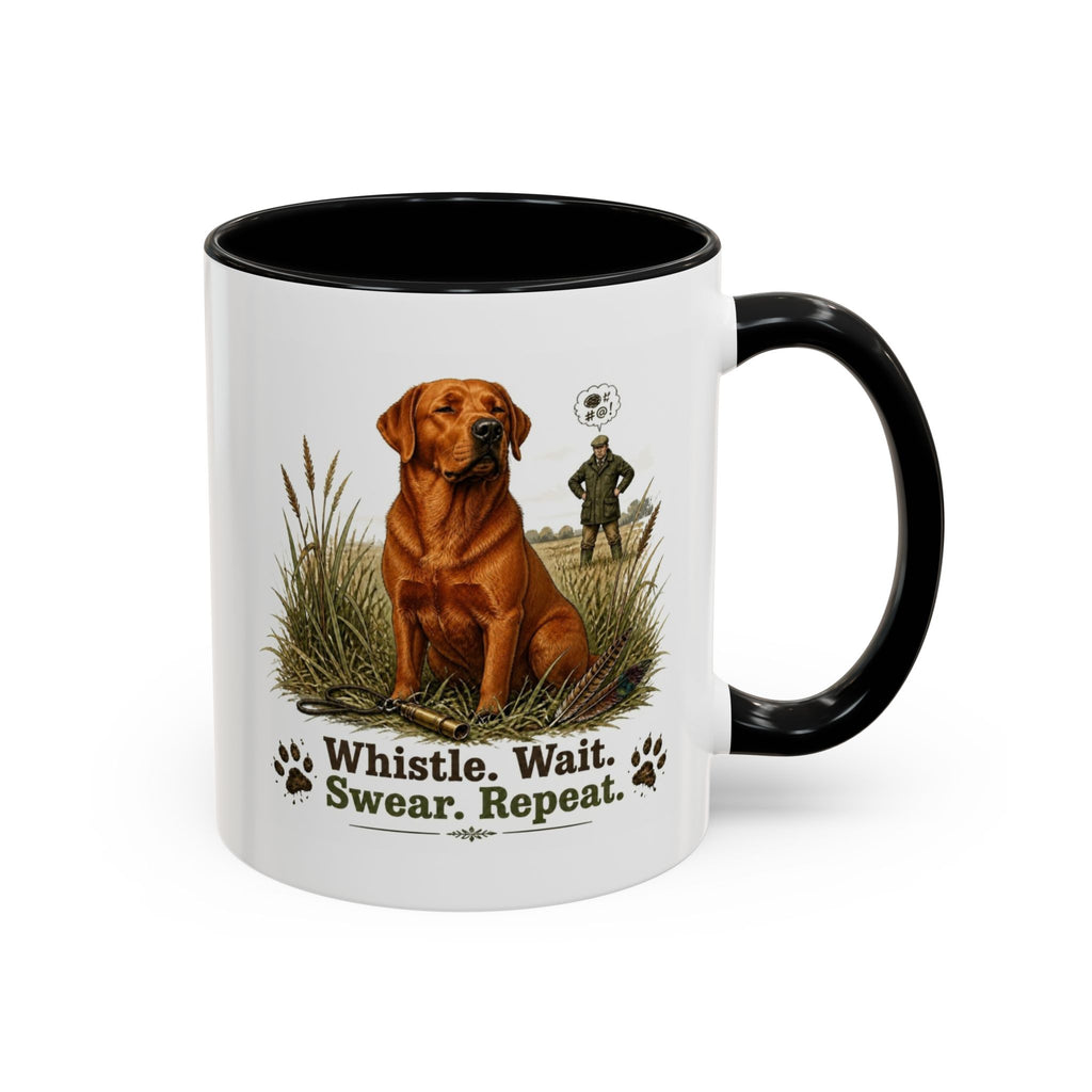 Funny Fox Red Labrador Mug - Whistle. Wait. Swear. Repeat. Working Gun Dog Gift, Dog Training Mug, 11oz