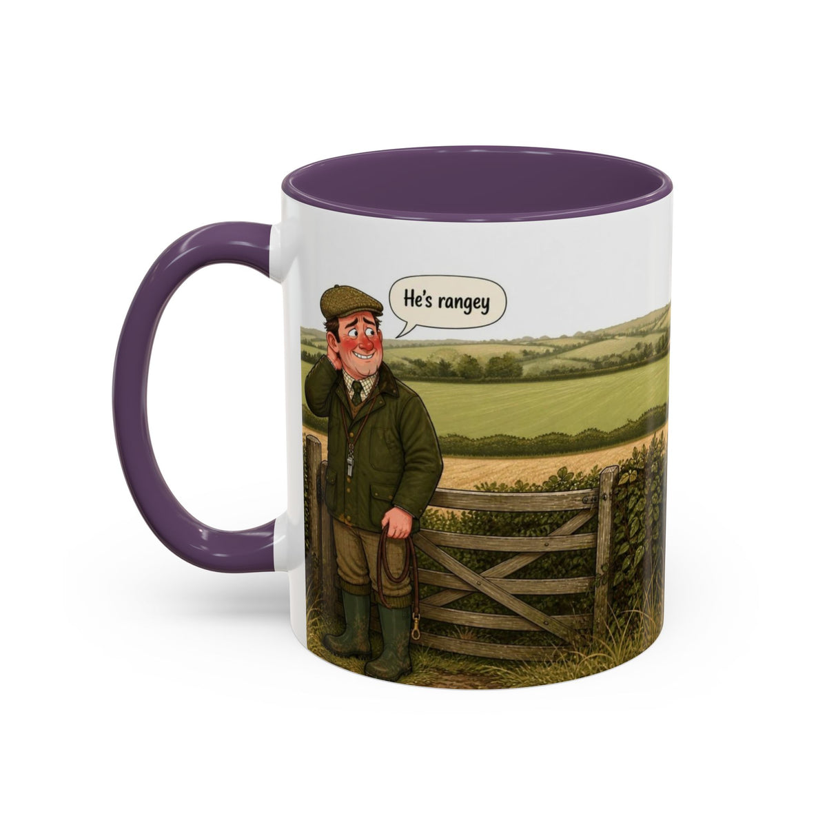 Funny Black Labrador Mug - He's Rangey, Working Gun Dog Gift, Dog Recall Mug, 11oz