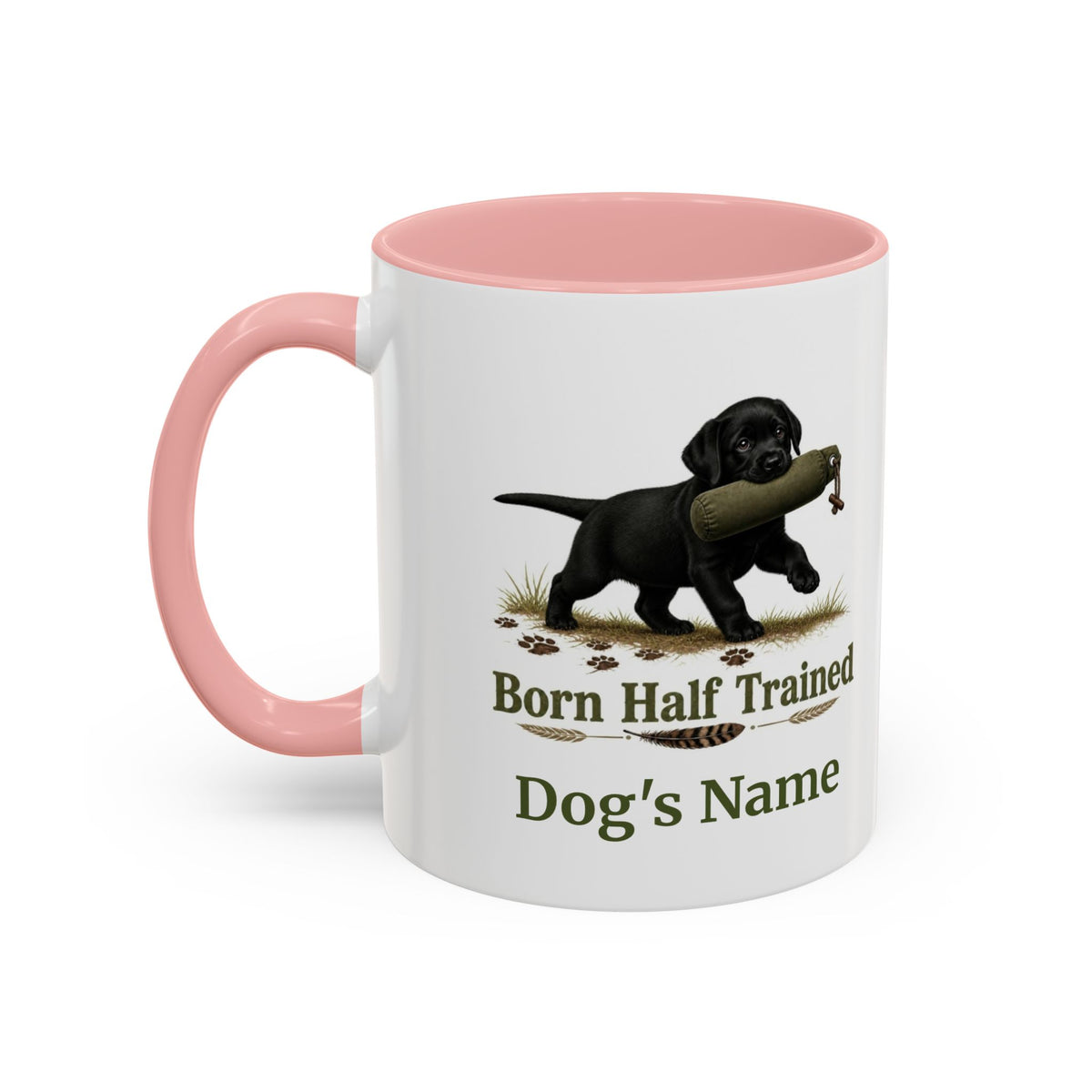 Personalised Black Labrador Puppy Mug - Born Half Trained - Custom Dog Name, Training Dummy Gun Dog Gift, 11oz