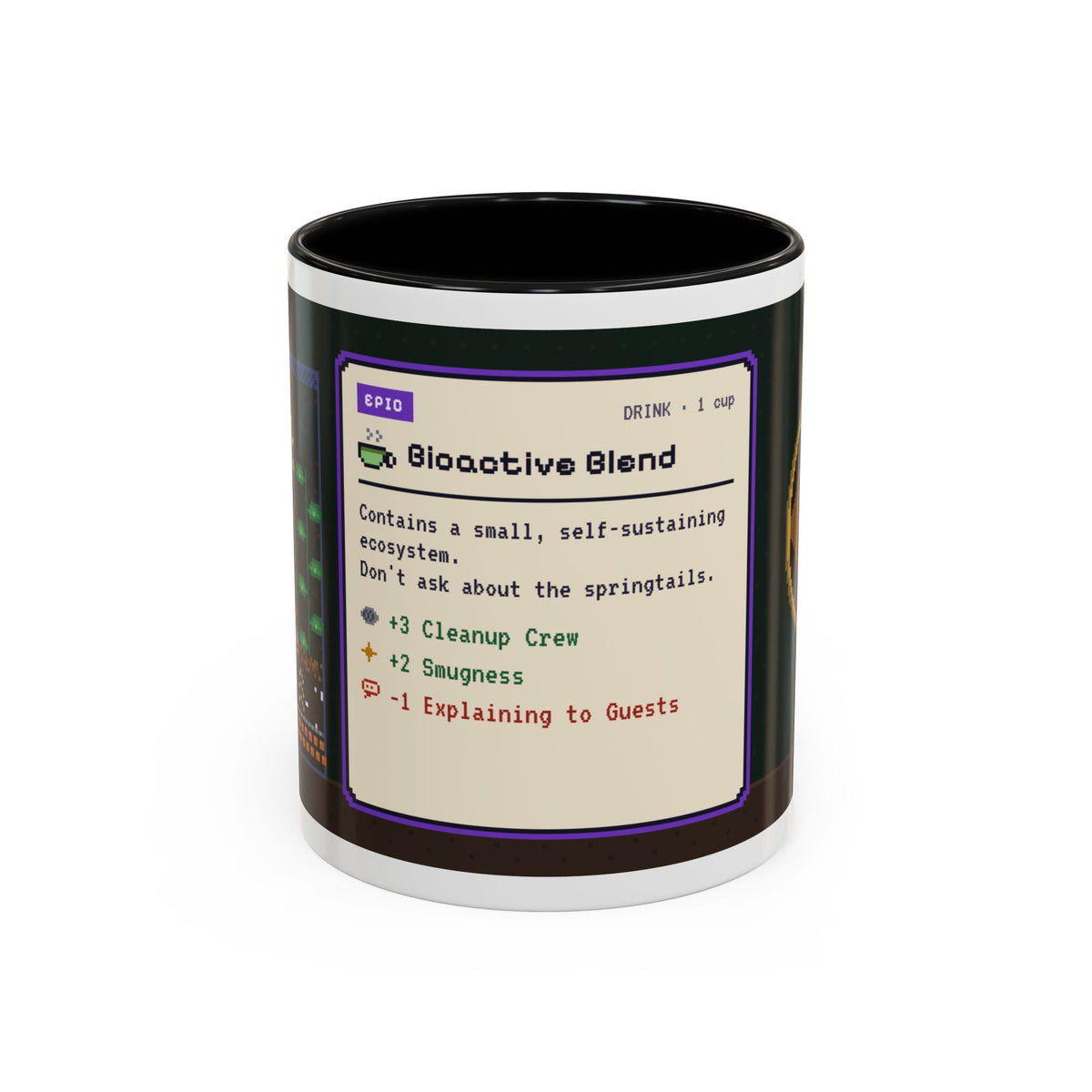 Bioactive Blend pixel art vivarium keeper mug, 11oz ceramic – view 1