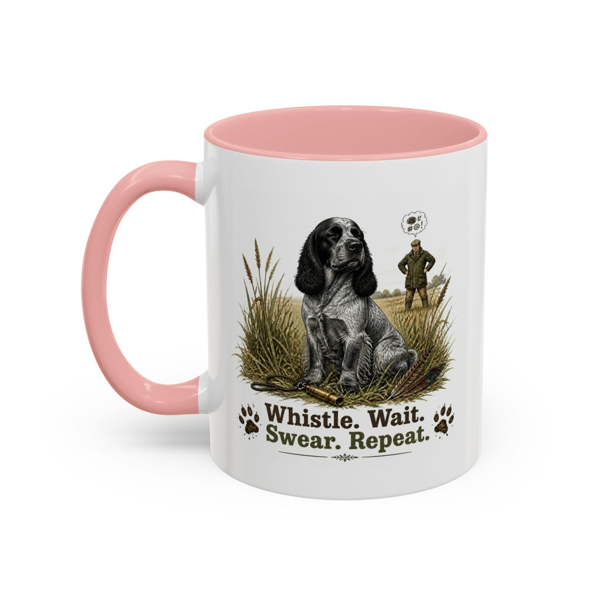Funny Blue Roan Cocker Spaniel Mug - Whistle. Wait. Swear. Repeat. Working Gun Dog Gift, Dog Training Mug, 11oz