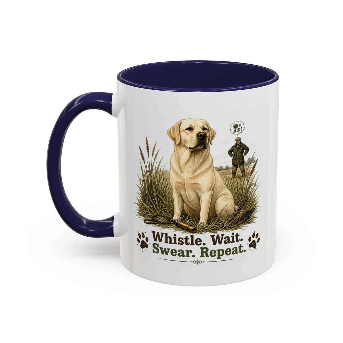 Funny Yellow Labrador Mug - Whistle. Wait. Swear. Repeat. Working Gun Dog Gift, Dog Training Mug, 11oz