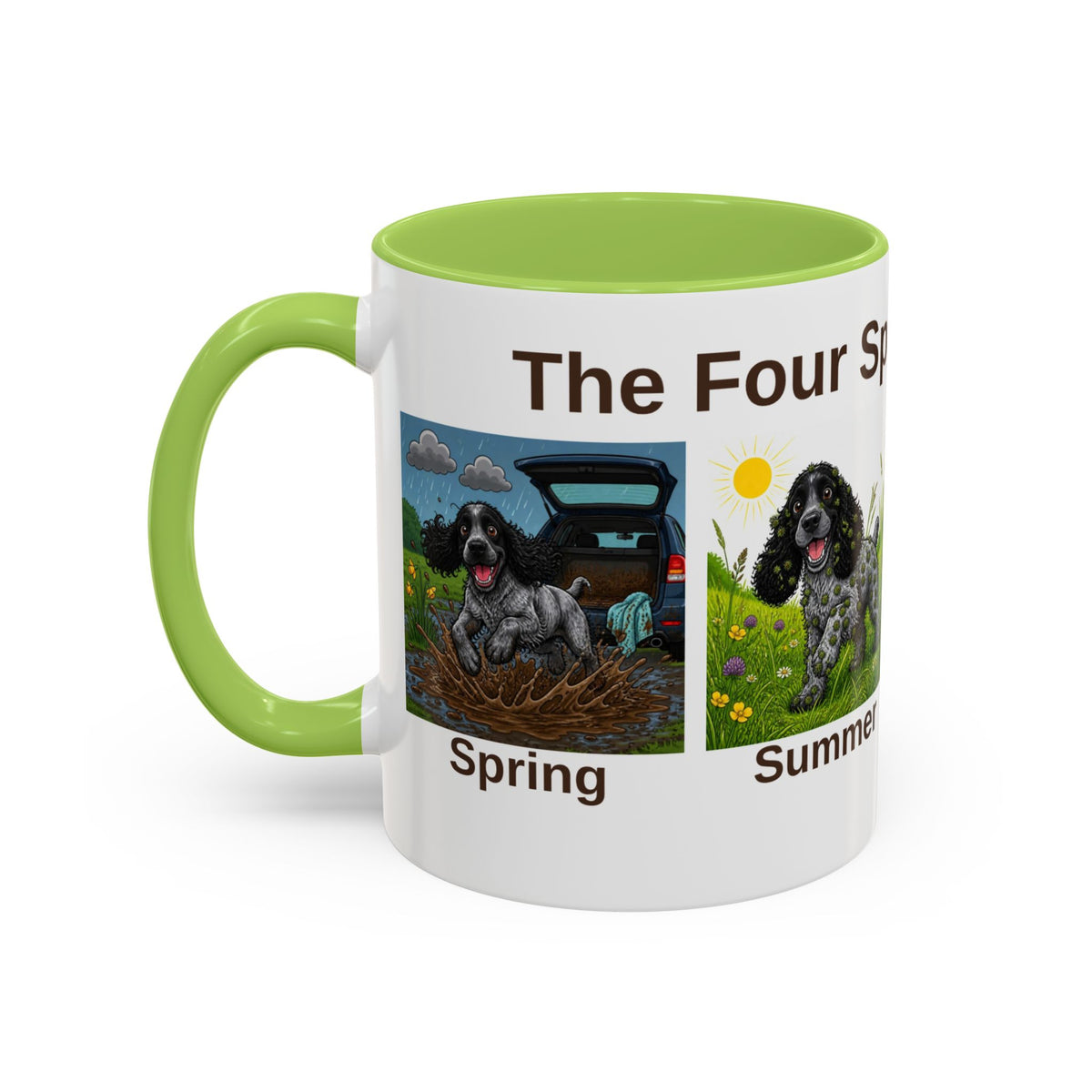 Four Spaniel Seasons Mug - Cocker Spaniel - Blue Roan