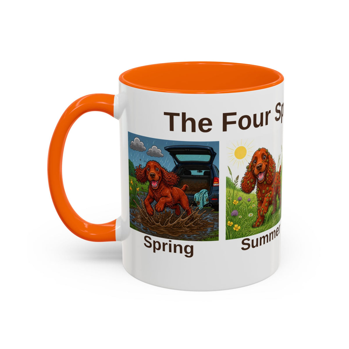 Four Spaniel Seasons Mug - Cocker Spaniel - Red