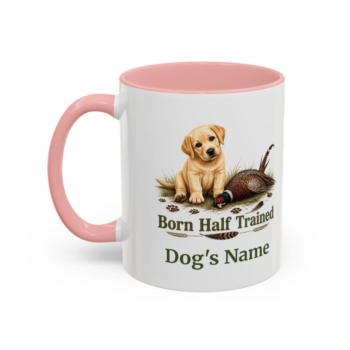 Personalised Yellow Labrador Puppy Mug - Born Half Trained - Custom Dog Name, Pheasant Gun Dog Gift, 11oz
