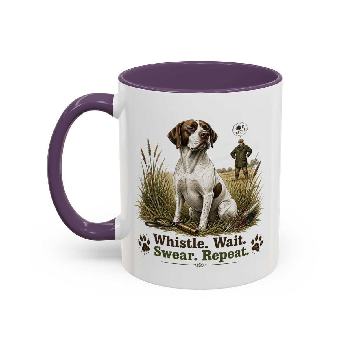 Funny English Pointer Mug - Whistle. Wait. Swear. Repeat. Working Gun Dog Gift, Dog Training Mug, 11oz