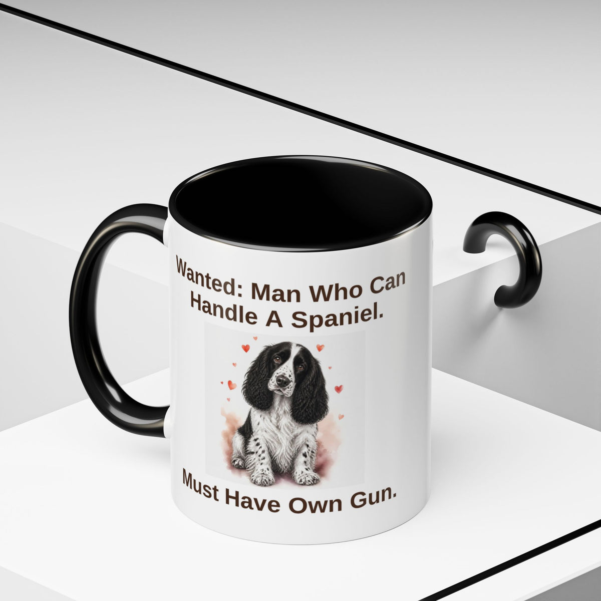 Wanted Mug - Springer Spaniel - Black & White - Man