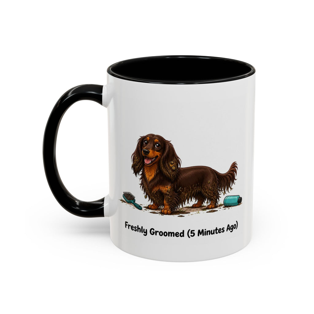 Freshly Groomed Mug - Mini Long Haired Dachshund - Chocolate & Tan