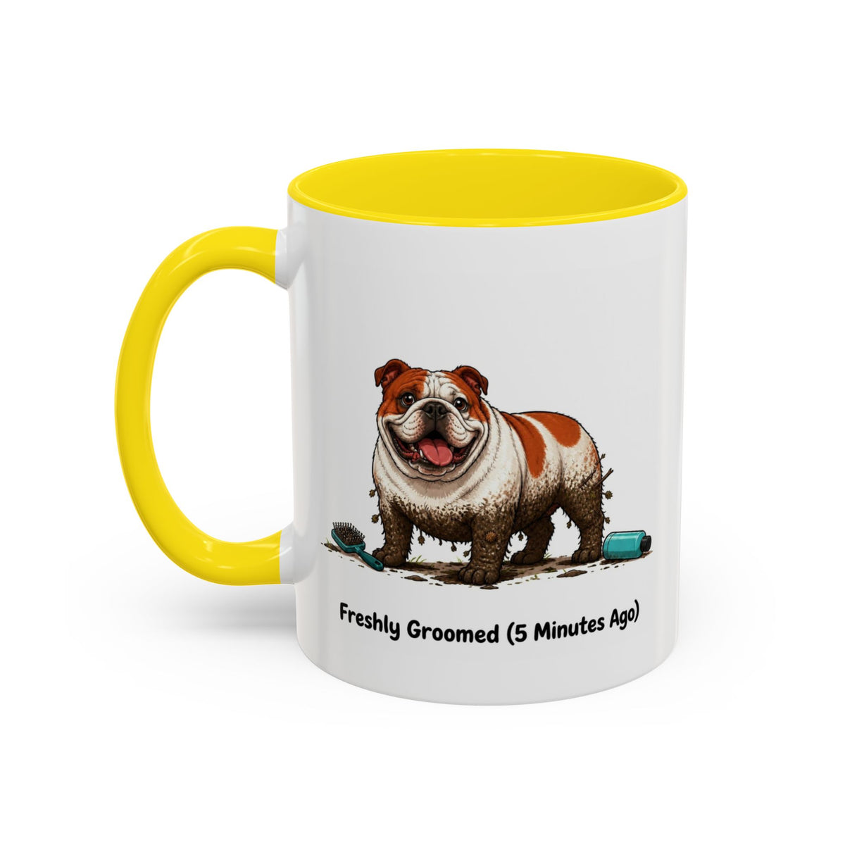 Freshly Groomed Mug - Bulldog - Red & White
