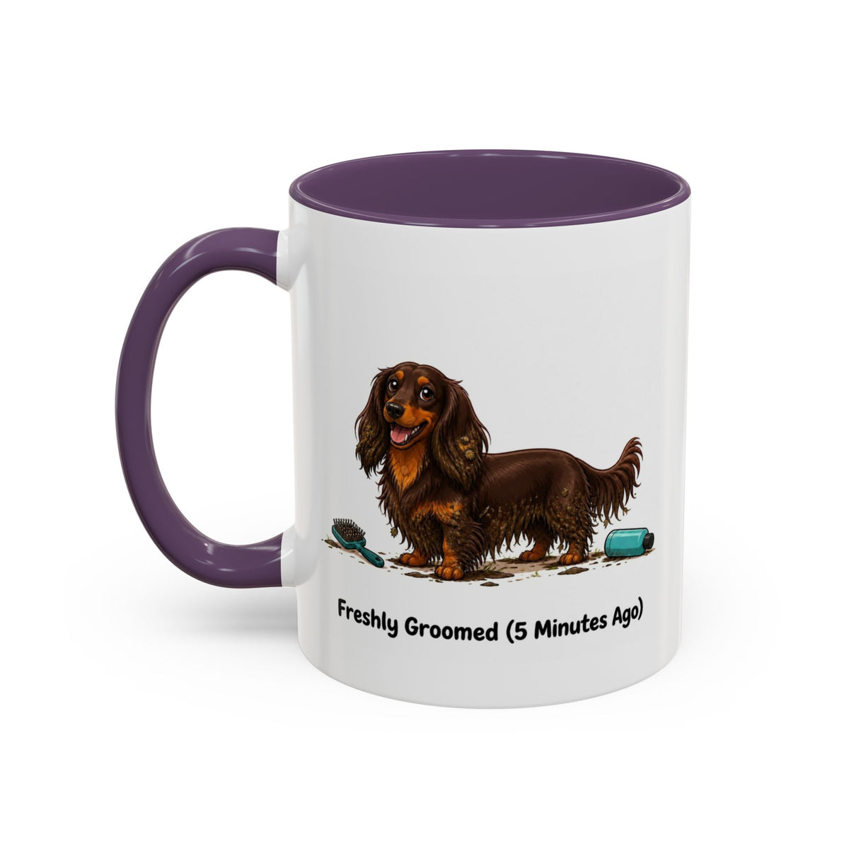 Freshly Groomed Mug - Mini Long Haired Dachshund - Chocolate & Tan