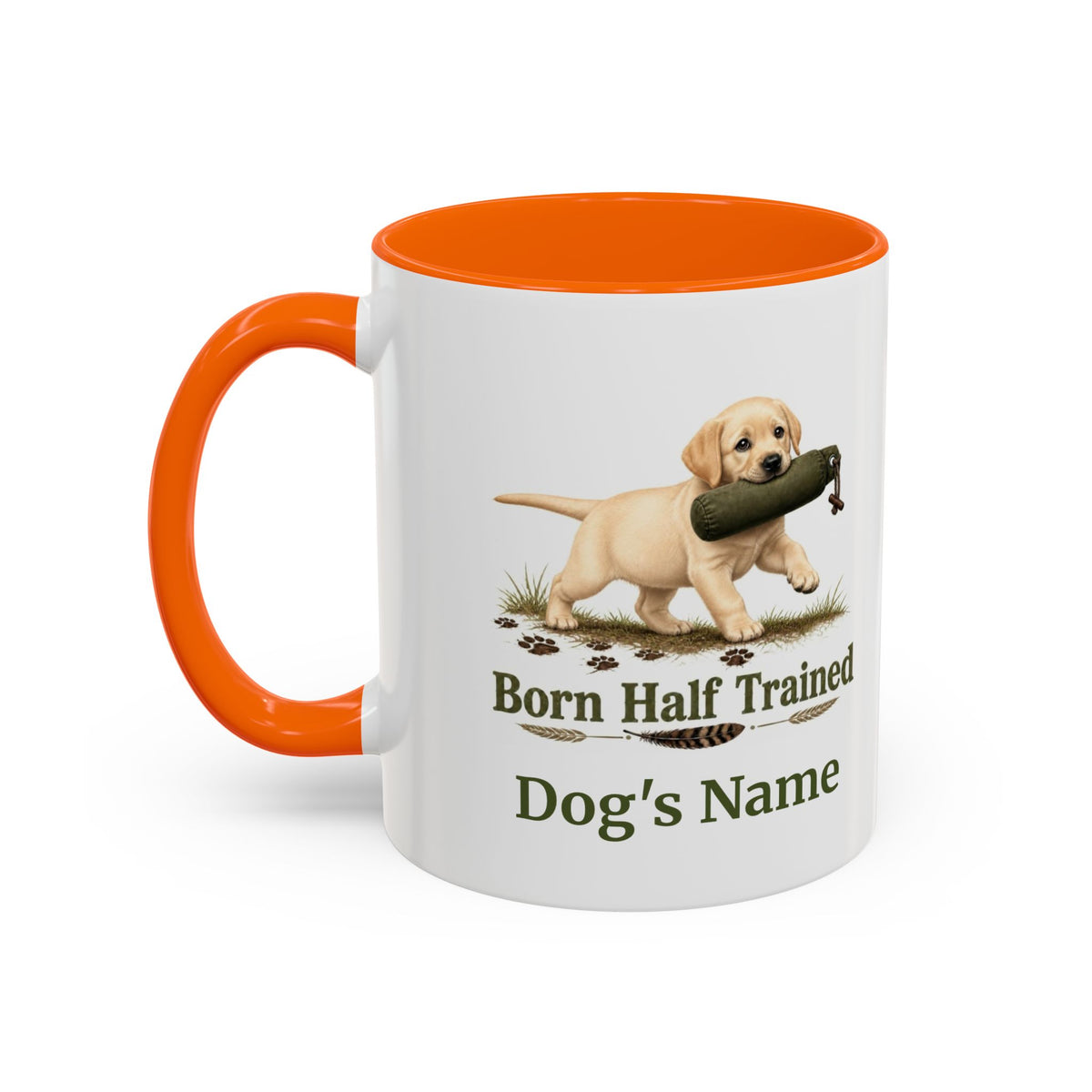 Personalised Yellow Labrador Puppy Mug - Born Half Trained - Custom Dog Name, Training Dummy Gun Dog Gift, 11oz