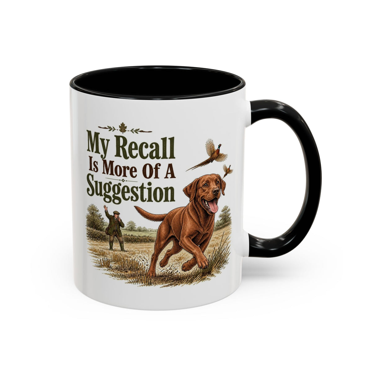 Funny Fox Red Labrador Mug - My Recall Is More Of A Suggestion, Working Gun Dog Gift, Pheasant Shooting Mug, 11oz