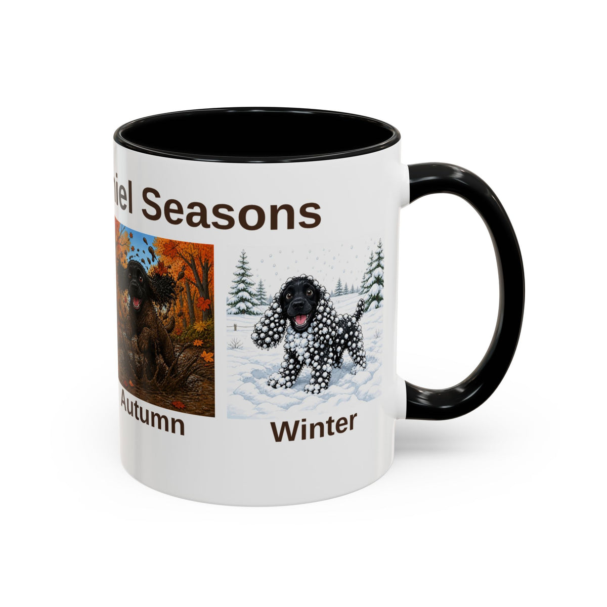 Four Spaniel Seasons Mug - Cocker Spaniel - Black