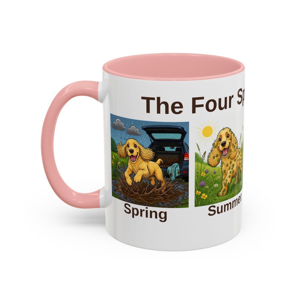 Four Spaniel Seasons Mug - Cocker Spaniel - Yellow (Golden)