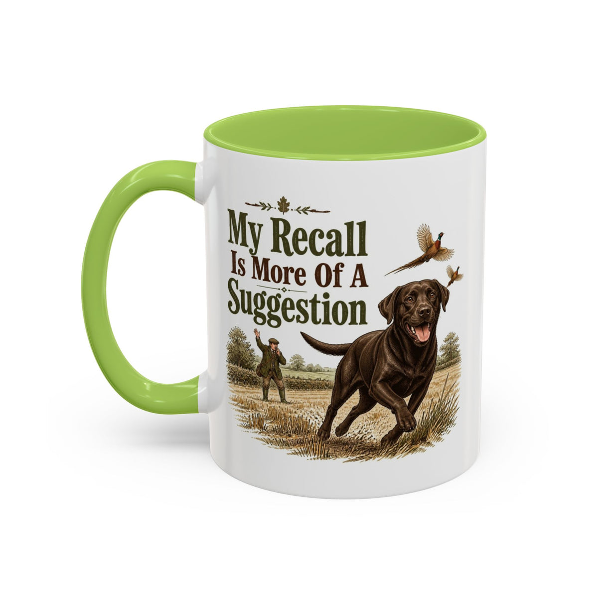 Funny Chocolate Labrador Mug - My Recall Is More Of A Suggestion, Working Gun Dog Gift, Pheasant Shooting Mug, 11oz