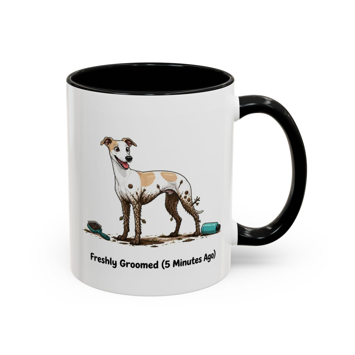 Freshly Groomed Mug - Whippet - White & Parti