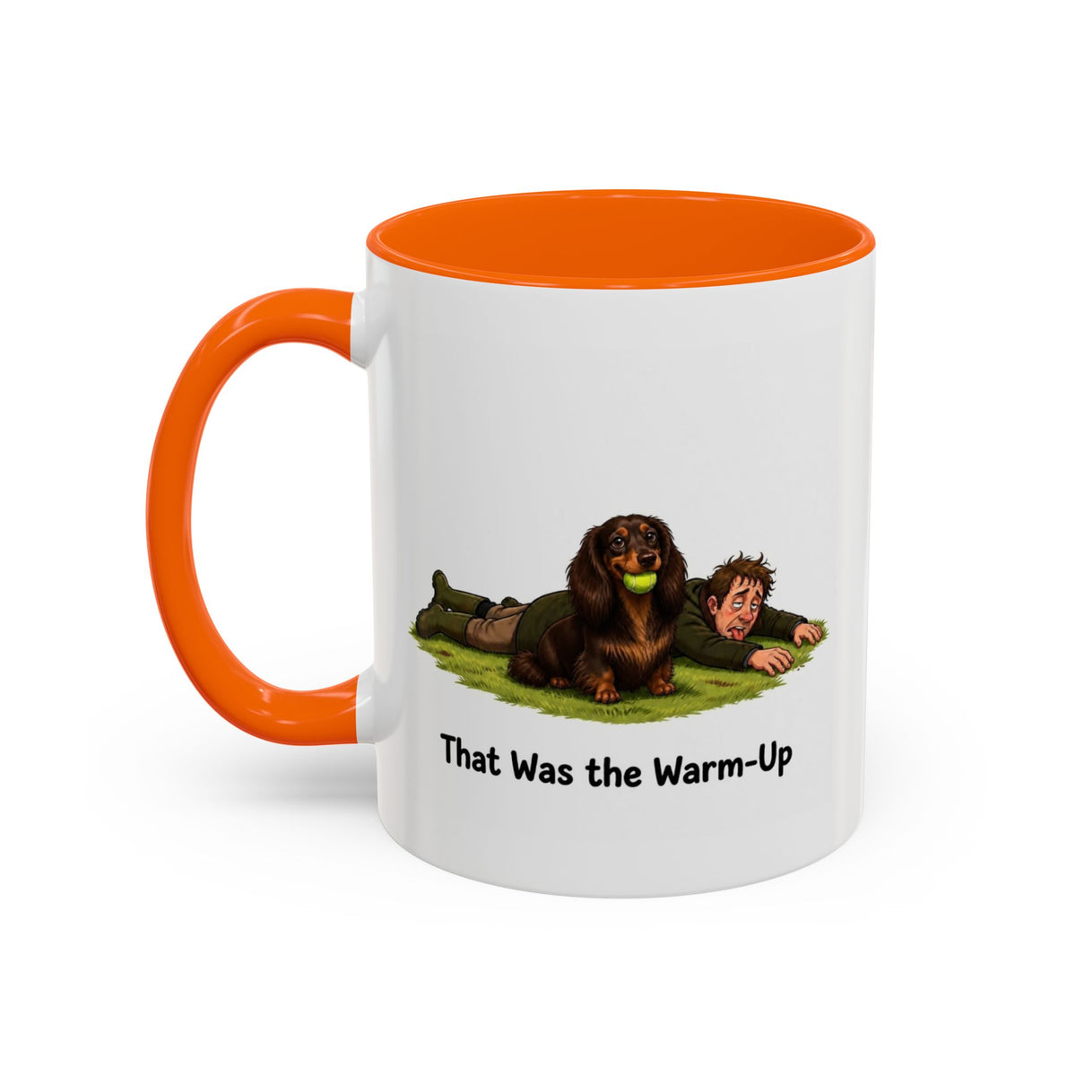 Warm-Up Mug - Mini Long Haired Dachshund - Chocolate & Tan - Man