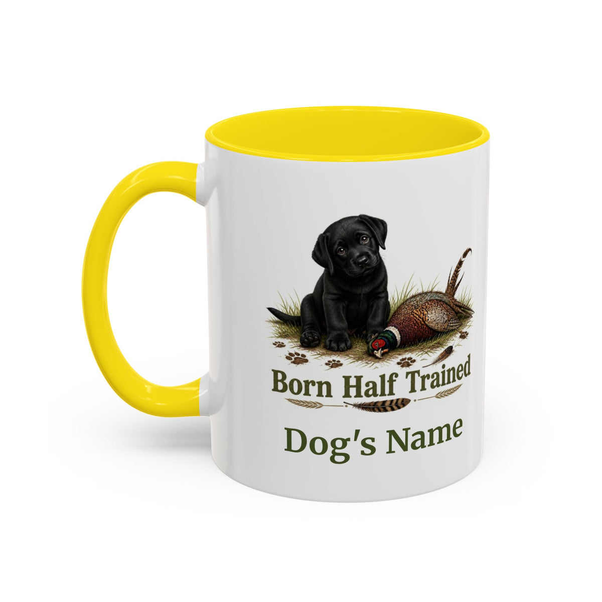Personalised Black Labrador Puppy Mug - Born Half Trained - Custom Dog Name, Pheasant Gun Dog Gift, 11oz