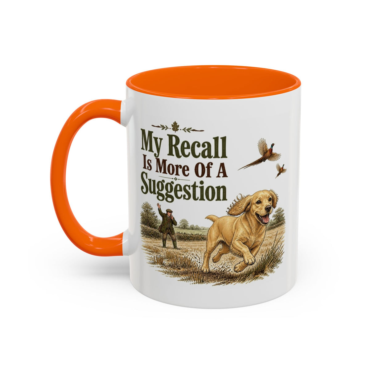 Funny Golden Cocker Spaniel Mug - My Recall Is More Of A Suggestion, Working Gun Dog Gift, Pheasant Shooting Mug, 11oz