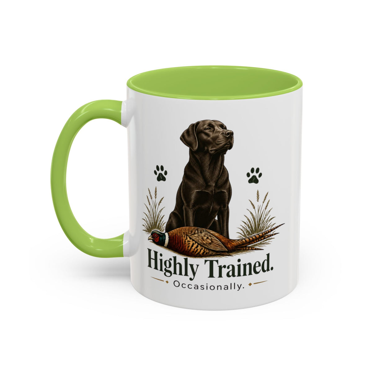 Funny Chocolate Labrador Mug - Highly Trained Occasionally, Gundog Owner Gift, Shooting Dog Lover Coffee Mug, 11oz